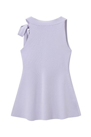 Light Purple Charm Lace-Up Bow Sleeveless Split Tank Top - Unique Women's Summer Fashion in 90s Style
