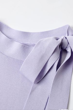 Light Purple Charm Lace-Up Bow Sleeveless Split Tank Top - Unique Women's Summer Fashion in 90s Style