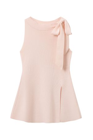Light Purple Charm Lace-Up Bow Sleeveless Split Tank Top - Unique Women's Summer Fashion in 90s Style