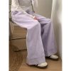 Light Purple Wide-Leg Cropped Jeans for Women - Plus Size, Loose Fit, Flattering for Pear-Shaped Figures, Trendy Casual Style