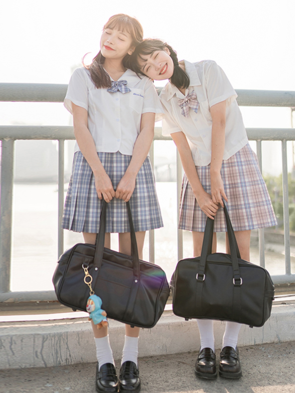 Light Rain Falling Flowers Gemini Check JK Uniform with Pudding Bear Design and Authentic Check Skirt - Y2K Fashion Style Light Rain Falling Flowers Gemini Check JK Uniform with Pudding Bear Design and Authentic Check Skirt - Y2K Fashion Style