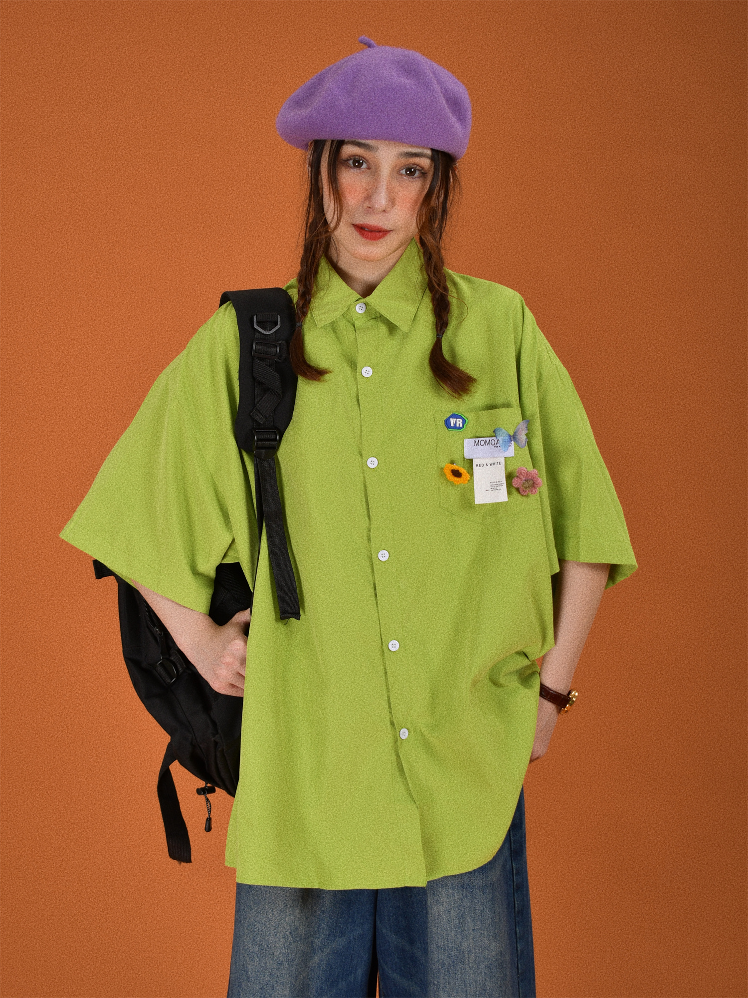 Light Yellow Short Sleeve Shirt for Women - Vintage Loose Fit Korean Style Summer Top - Popular Half Sleeve Design for Students Light Yellow Short Sleeve Shirt for Women - Vintage Loose Fit Korean Style Summer Top - Popular Half Sleeve Design for Students