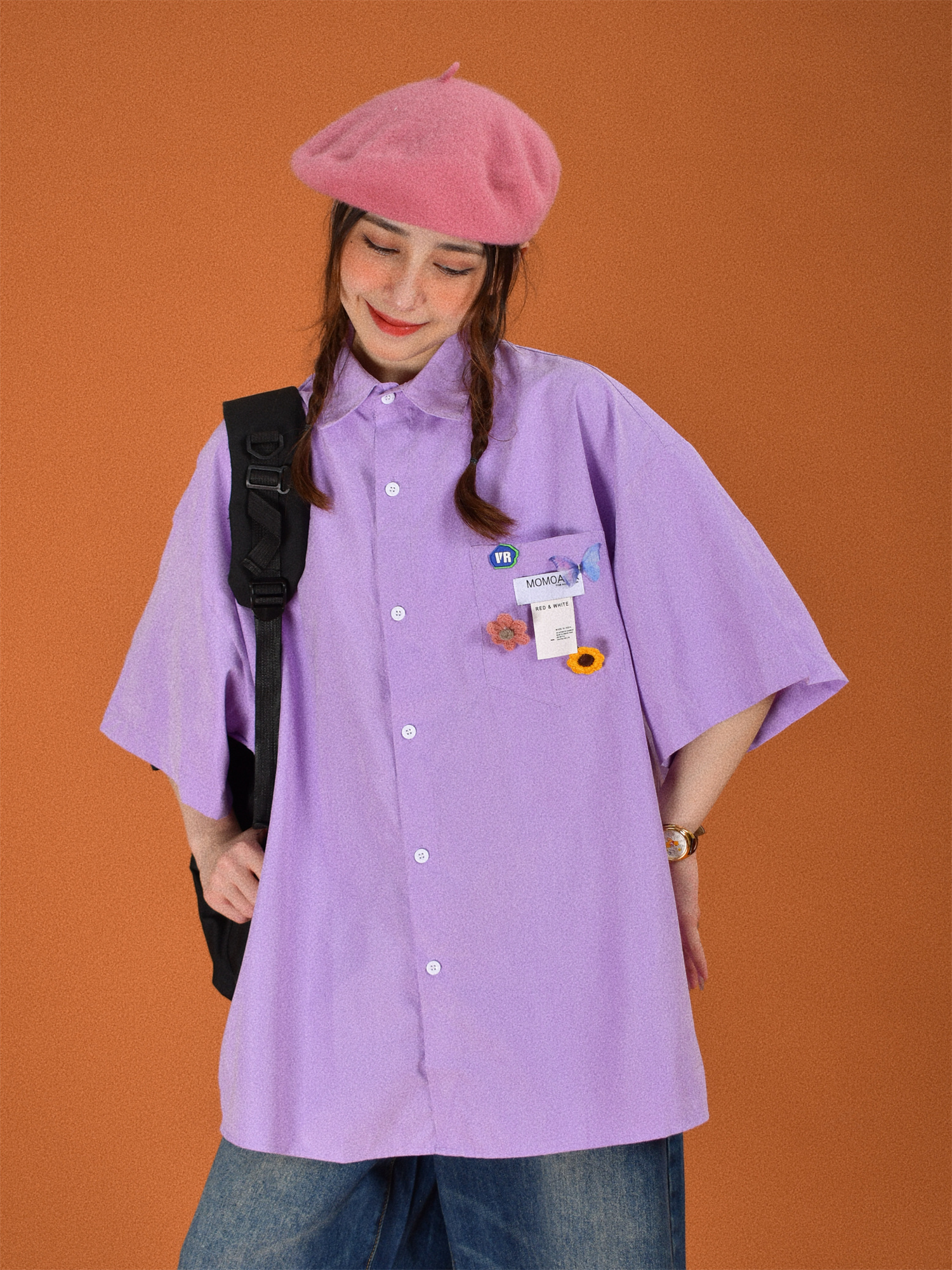 Light Yellow Short Sleeve Shirt for Women - Vintage Loose Fit Korean Style Summer Top - Popular Half Sleeve Design for Students Light Yellow Short Sleeve Shirt for Women - Vintage Loose Fit Korean Style Summer Top - Popular Half Sleeve Design for Students