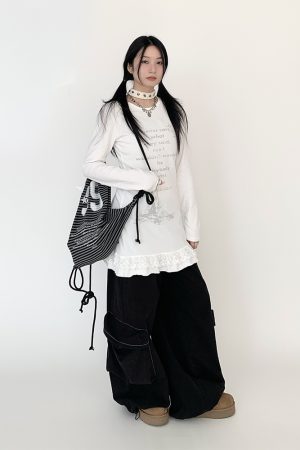 Lighthouse Print Lace Trim Long Sleeve T-Shirt Dress with Layered Inner Top for Women - Slim Fit, Casual Style