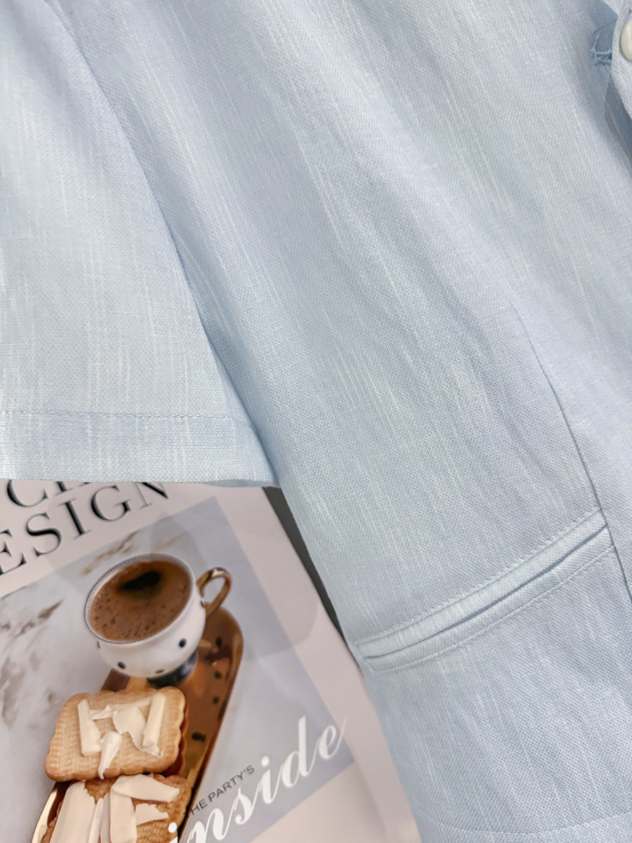 Lightweight Blue Korean-Style Short Jacket for Women - Elegant Summer 2025 Thin Top for a Youthful Look Lightweight Blue Korean-Style Short Jacket for Women - Elegant Summer 2025 Thin Top for a Youthful Look