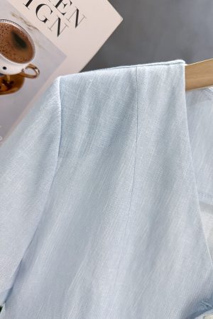 Lightweight Blue Korean-Style Short Jacket for Women - Elegant Summer 2025 Thin Top for a Youthful Look