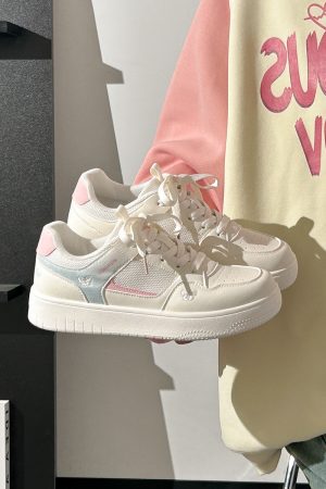 Lightweight Breathable White Sneakers for Women - 2025 Summer Mesh Casual Shoes, Korean Style Versatile Sports Footwear for Students