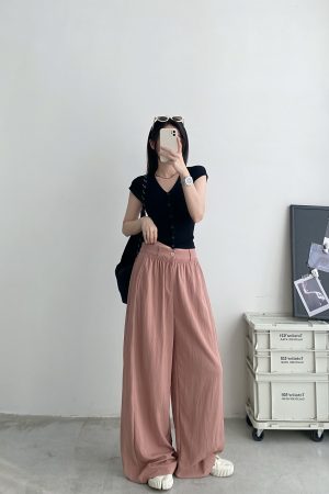 Lightweight Casual Wide-Leg Pants for Women, Loose Breathable Sun-Protective Floor-Length Trousers for Summer Fashion