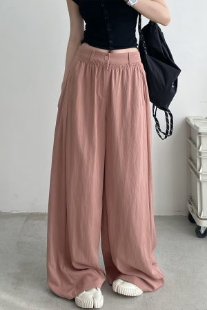 Lightweight Casual Wide-Leg Pants for Women, Loose Breathable Sun-Protective Floor-Length Trousers for Summer Fashion