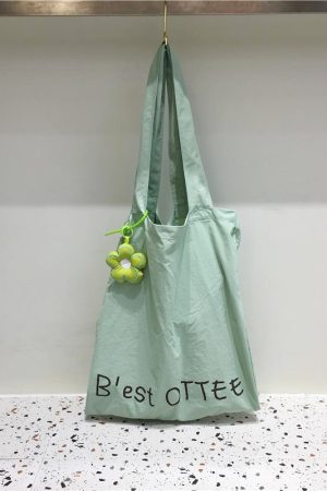 Lightweight Flower Pendant Nylon Tote Bag - Versatile Spring Summer Dopamine Outfit Shoulder Bag for Everyday Style