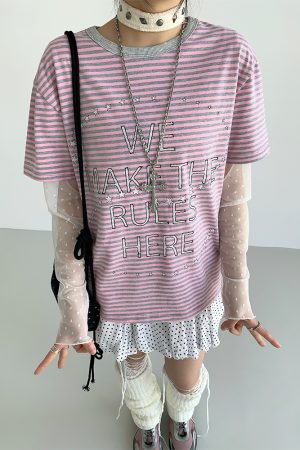 Lightweight Heart Jacquard Mesh Inner Layer Top - Thin Mist Design for Effortless Style, Perfect for 90s and Y2K Inspired Looks