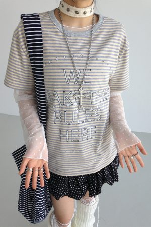 Lightweight Heart Jacquard Mesh Inner Layer Top - Thin Mist Design for Effortless Style, Perfect for 90s and Y2K Inspired Looks