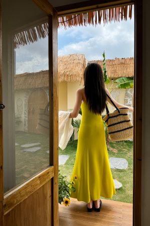 Lightweight High-Quality Knitted Slim Fit Square Collar Ice Feel Vacation Tank Dress for Spring and Summer