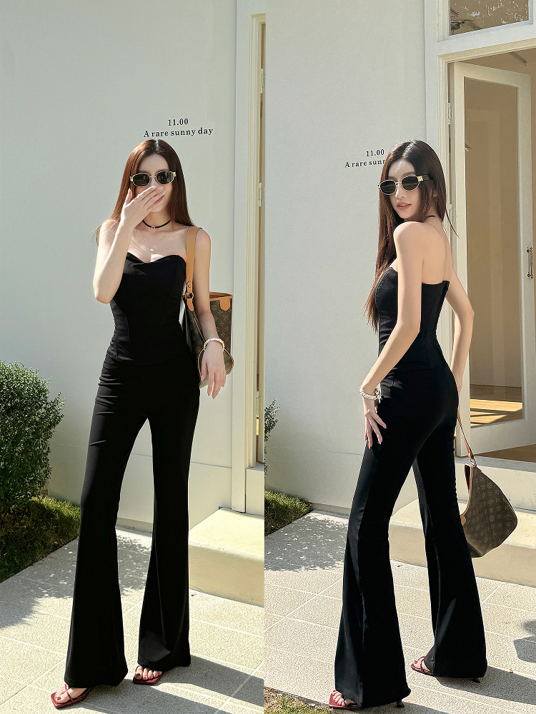 Lightweight High-Waisted Bell-Bottom Pants for Spring & Summer, Stretchy Slim-Fit Draped Wide-Leg Trousers Lightweight High-Waisted Bell-Bottom Pants for Spring & Summer, Stretchy Slim-Fit Draped Wide-Leg Trousers