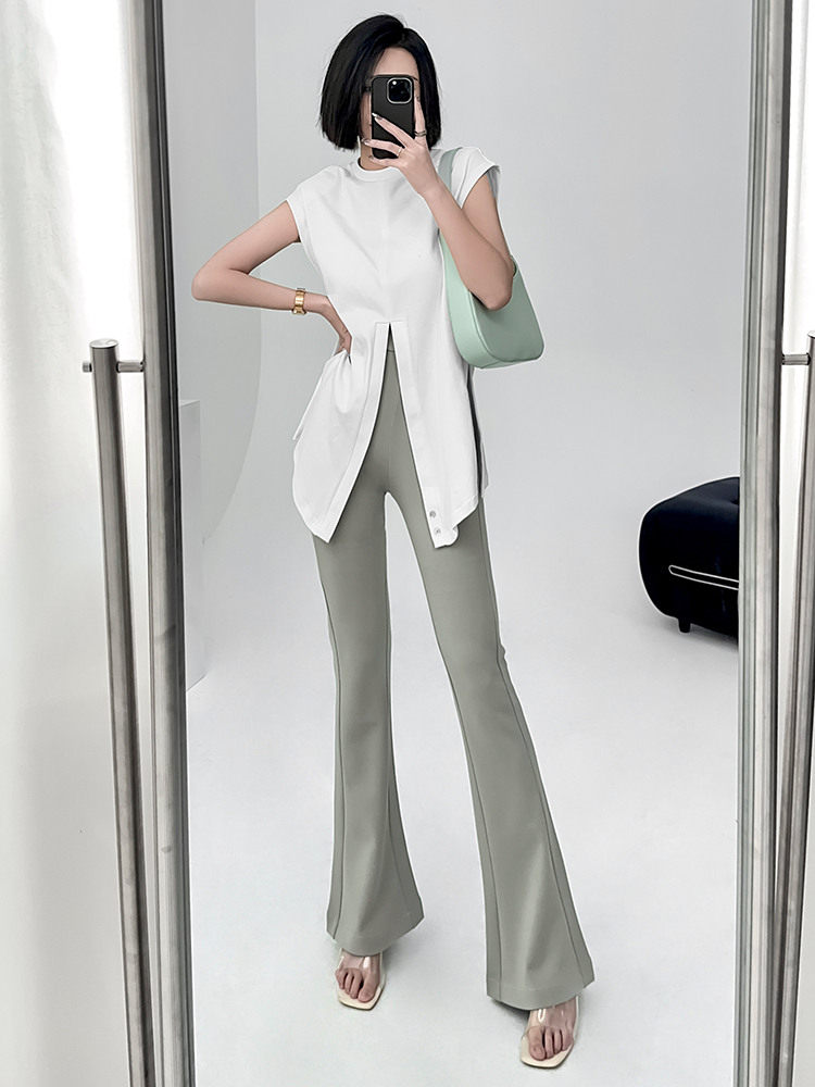 Lightweight High-Waisted Bell-Bottom Pants for Spring & Summer, Stretchy Slim-Fit Draped Wide-Leg Trousers Lightweight High-Waisted Bell-Bottom Pants for Spring & Summer, Stretchy Slim-Fit Draped Wide-Leg Trousers