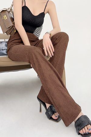 Lightweight High-Waisted Retro Flared Pants for Women - Slim Fit, Stretchy, Floor-Length Design for Spring and Summer Fashion