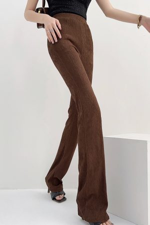 Lightweight High-Waisted Retro Flared Pants for Women - Slim Fit, Stretchy, Floor-Length Design for Spring and Summer Fashion