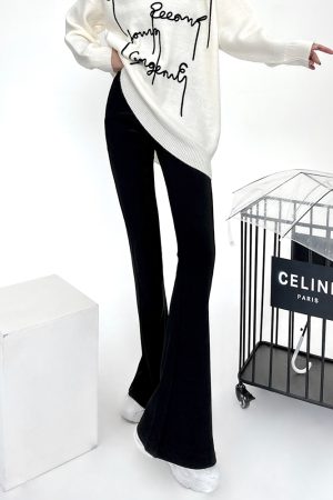 Lightweight High-Waisted Wide-Leg Flared Trousers for Women - Spring Fashion, Stretchy Floor-Length, Slimming Effect in White
