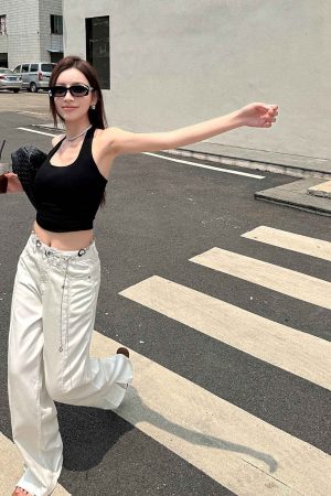 Lightweight High-Waisted Wide-Leg Jeans for Women - Summer Loose Fit, Split Hem, Floor-Length Tencel, White, Y2K Style