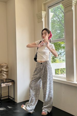 Lightweight High-Waisted Wide-Leg Pants for Women - Loose Fit, Thin Fabric, Perfect for Spring, Summer, Autumn & Winter