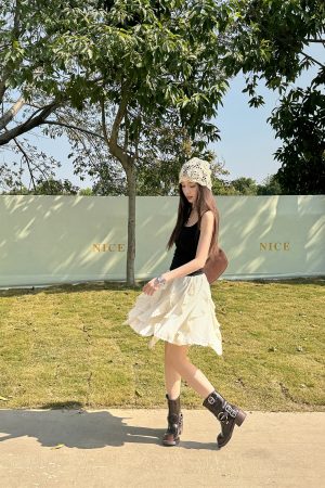 Lightweight Irregular Lace Ruffled A-Line Skirt – Versatile Chiffon Cake Skirt for Spring and Summer Fashion