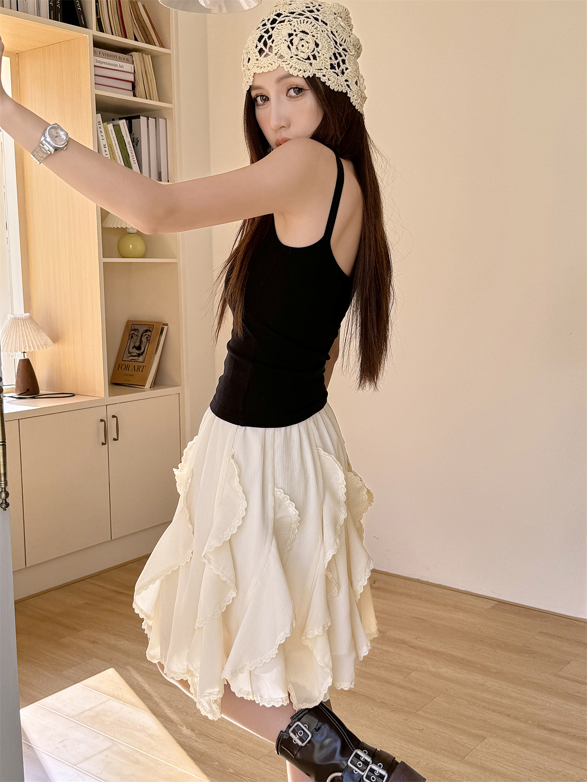 Lightweight Irregular Lace Ruffled A-Line Skirt – Versatile Chiffon Cake Skirt for Spring and Summer Fashion Lightweight Irregular Lace Ruffled A-Line Skirt – Versatile Chiffon Cake Skirt for Spring and Summer Fashion