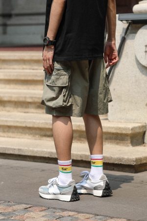 Lightweight Japanese-Style Men's Summer Work Shorts, Loose Quick-Dry Multi-Pocket Casual Five-Point Pants for Outdoor Sports