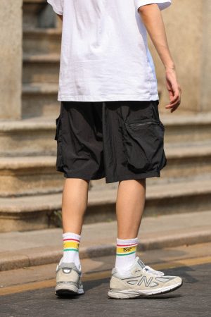 Lightweight Japanese-Style Men's Summer Work Shorts, Loose Quick-Dry Multi-Pocket Casual Five-Point Pants for Outdoor Sports