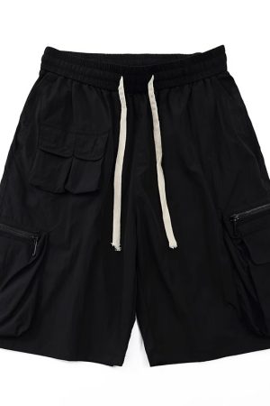 Lightweight Japanese-Style Men's Summer Work Shorts, Loose Quick-Dry Multi-Pocket Casual Five-Point Pants for Outdoor Sports