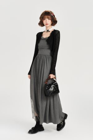 Lightweight Knitted Cardigan for Women - American Retro Lace Trim Summer Shawl Outerwear in Girly Style