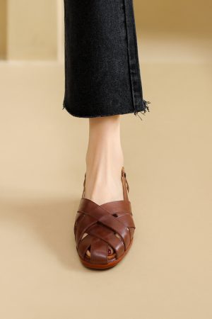 Lightweight Luxury Sandals for Women, 2 cm Heel, Italian-Style, Fashionable Versatile Outdoor Trend 2024