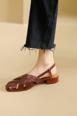 Lightweight Luxury Sandals for Women, 2 cm Heel, Italian-Style, Fashionable Versatile Outdoor Trend 2024