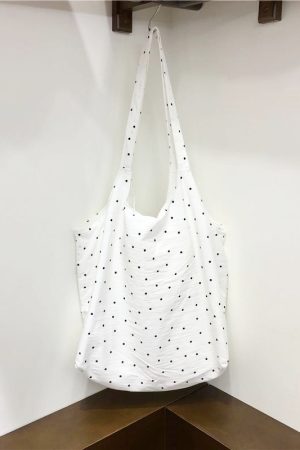 Lightweight Polka Dot Checkered Canvas Shopping Bag - Large Capacity Summer Shoulder Tote - Korean Style Ins Fashion