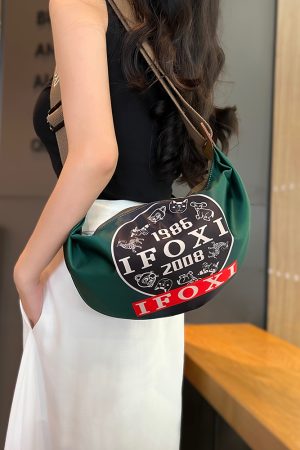 Lightweight Printed Oxford Cloth Dumpling Crossbody Bag for Women - Casual Versatile Shoulder Bag for Spring 2025 Fashion