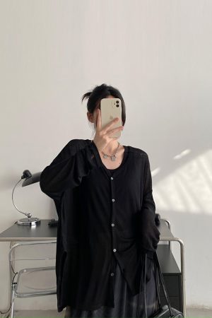 Lightweight Sheer Sun Grapefruit Cardigan - Women's Long Sleeve Summer Outerwear, Loose & Breathable Air Conditioning Jacket