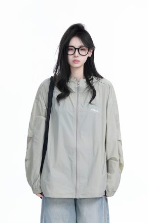 Lightweight UV Protection Jacket for Women, Loose Fit Zip-Up Hooded Coat, Ice-Feel Fabric, Sun Protection Outerwear