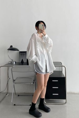 Lightweight White Long-Sleeve Sun Protection Shirt for Women - Loose Korean Style Tencel Jacket Top for Spring and Summer