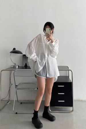 Lightweight White Long-Sleeve Sun Protection Shirt for Women - Loose Korean Style Tencel Jacket Top for Spring and Summer