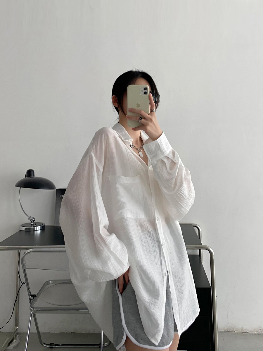 Lightweight White Long-Sleeve Sun Protection Shirt for Women - Loose Korean Style Tencel Jacket Top for Spring and Summer Lightweight White Long-Sleeve Sun Protection Shirt for Women - Loose Korean Style Tencel Jacket Top for Spring and Summer