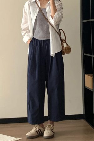 Lightweight Wide-Leg Balloon Pants for Women, Japanese Style Cropped Carrot Pants, Loose Fit Summer Trousers for Petite Fashion