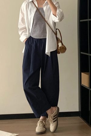Lightweight Wide-Leg Balloon Pants for Women, Japanese Style Cropped Carrot Pants, Loose Fit Summer Trousers for Petite Fashion