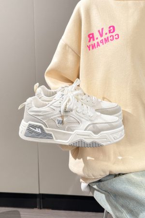 Lightweight Women's White Canvas Sneakers - Breathable Mesh Sports Shoes for Summer - Versatile Casual Footwear