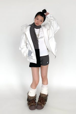 Little Devil Velvet Layering Leggings for Autumn Winter - Striped Inner Wear with Anti-Exposure Safety Shorts