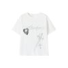 Loose Casual Black and White Short Sleeve T-Shirt with Text Print - Round Neck, Trendy Street Style, Everyday Essential