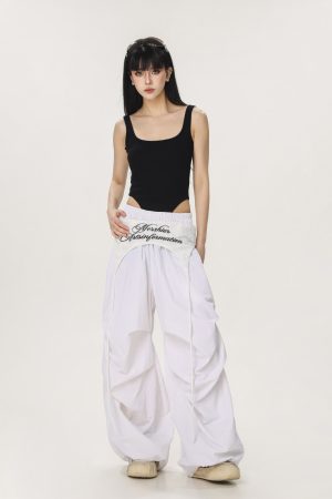 Loose Casual Straight Leg Paratrooper Pants for Women - American Streetwear Jazz Dance Wide Leg Trousers