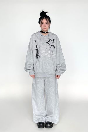 Loose Casual Wide-Leg Terry Sweatpants with Drawstring Elastic Waist – Solid Color Autumn Winter Fashion Pants