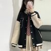 Loose College Style Women's Baseball Jacket - 2023 Spring Autumn American Cotton-Padded Top for Students, Casual Fashion Outerwear