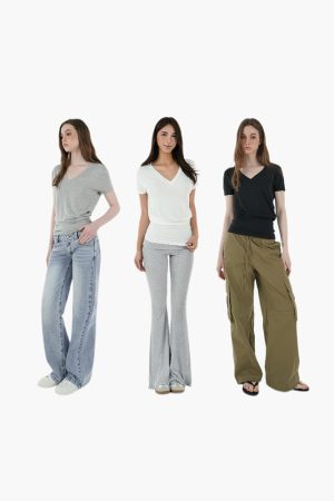 Loose Cool V-Neck Batwing Sleeve Short-Sleeve Top - Casual Chic Essential for Effortless Style, Perfect for 90s and Y2K Fashion Lovers