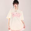 Loose Fit American-Style Letter Embroidery Short Sleeve T-Shirt for Women - Summer 2025 Korean Style, Slimming and Chic