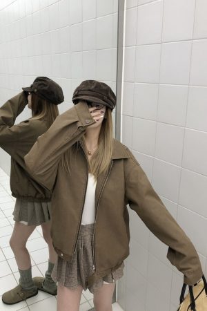 Loose Matte Leather Lapel Workwear Jacket for Men and Women - Spring American Style Unisex Fashion Outerwear